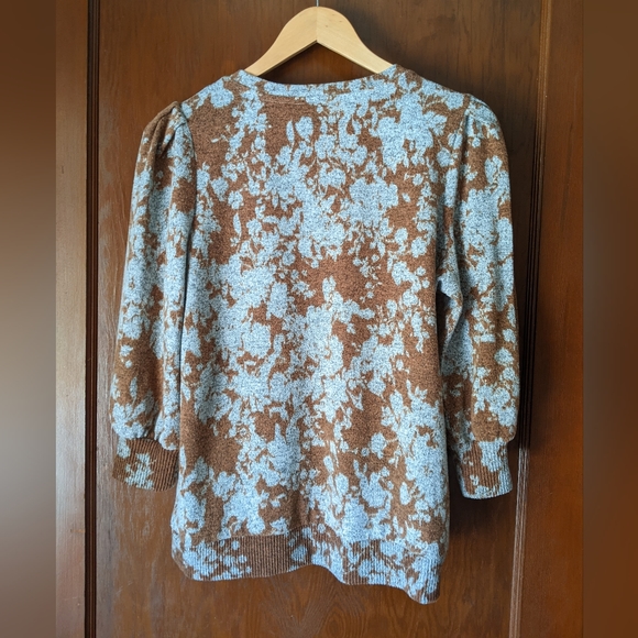 Simply Vera Vera Wang brown and gray floral print sweater L Large - Picture 2 of 6
